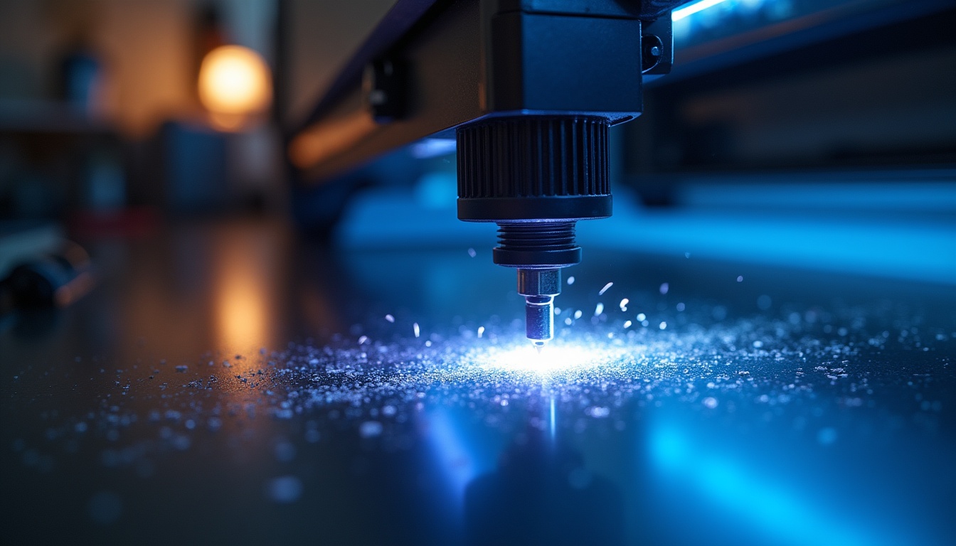 Mașină de decupat laser tăind o bucată de tabla metalică cu precizie